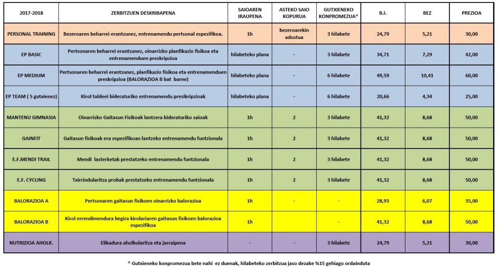 TARIFAK 2017-2018